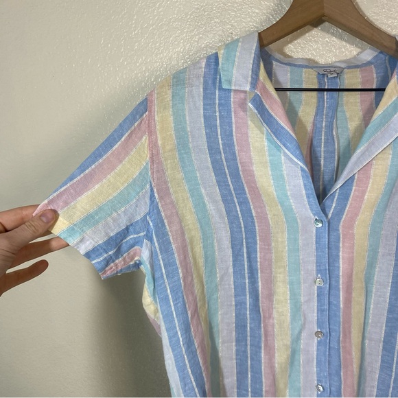 Rails Zuma Jubilee Stripe Short Sleeve Top Womens Medium Pastel Rainbow Striped - Picture 2 of 6